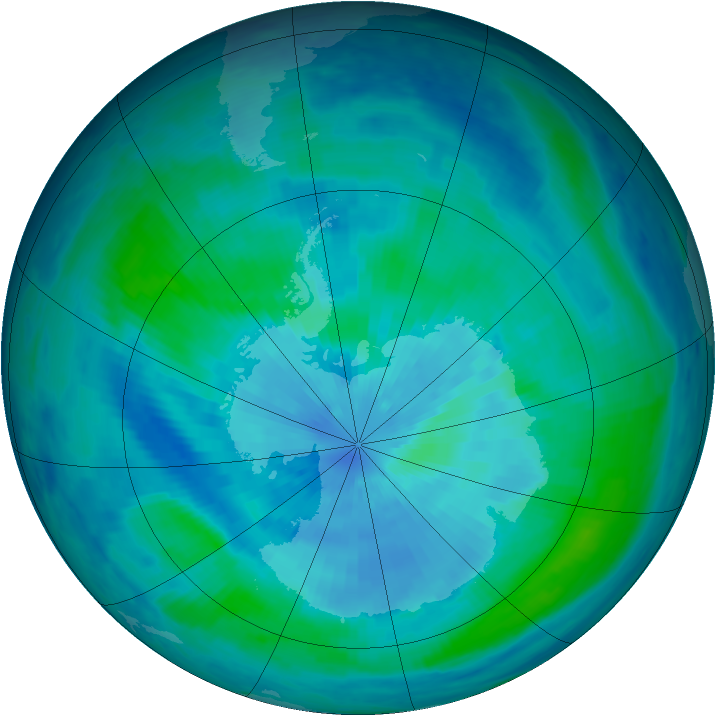 Antarctic ozone map for 17 March 1999